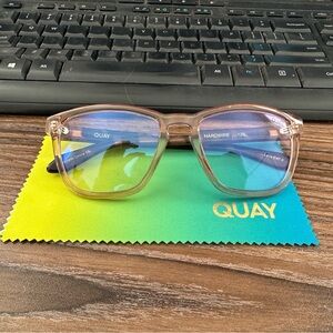 Quay Australia Pink Frames with Blue Lenses